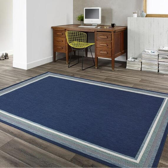 Tapis bleu plat intérieur et extérieur Bonner